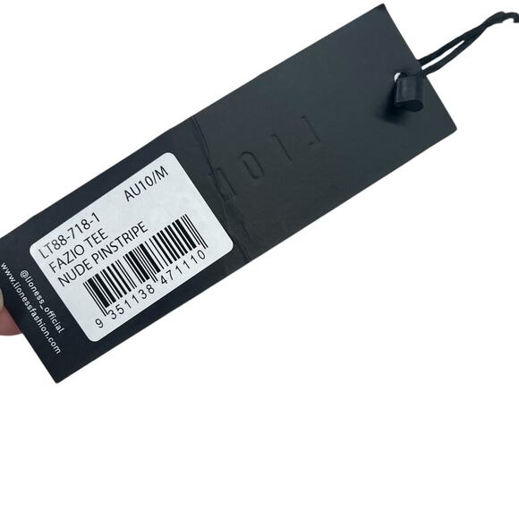 Lioness Fazio Skirt Set Tee Shirt Pinstripe Neutral Linen Nude White Size Medium - Picture 13 of 16